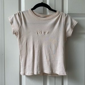 Brandy Melville | Light Pink ‘New York’ cropped shirt ONE SIZE- Fits SMALL